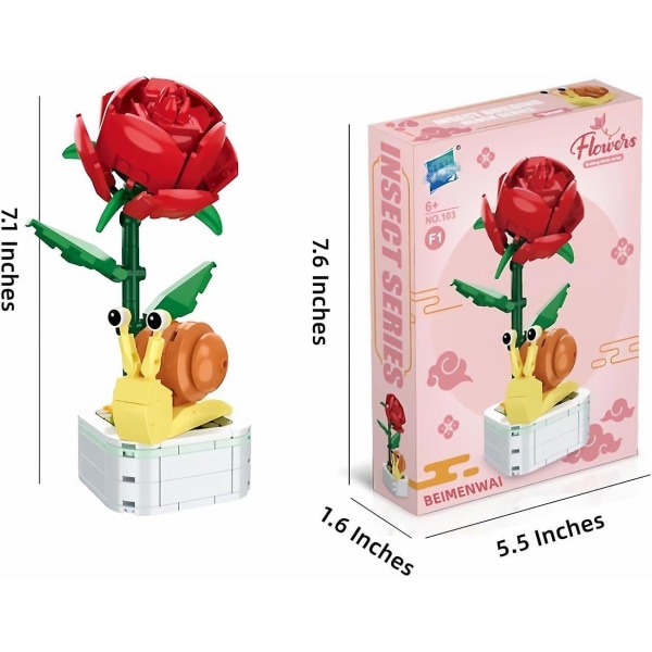 Gaveideer, insekt med blomsterbyggeklodser, snegleblomstbuketbyggeklodser, gør-det-selv kreative byggeklodser (snegl)