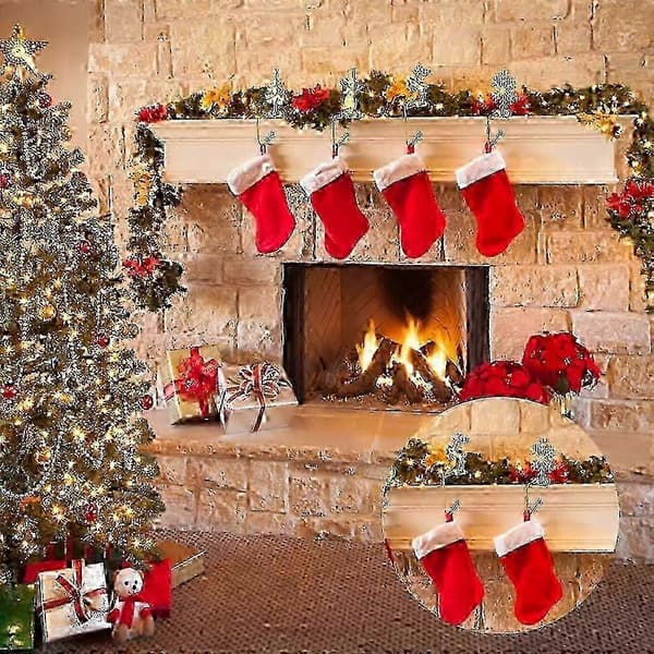 4 st julstrumphängare Mantel Eldstadsfästen Tomte Snögubbe Älg Träd