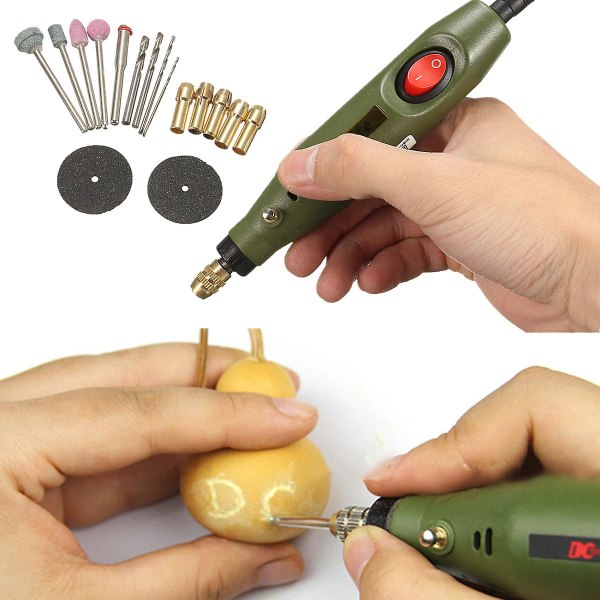Multifunktions mini 12v elektrisk set med tillbehör Carving Pen Art Smycken Miniatyrgraveringsmaskin Slipverktyg