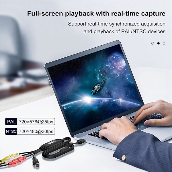 USB Video Capture to Digital Converter USB 2.0 Video Audio Capture Card TV DVD Tukee Windows-järjestelmää Black