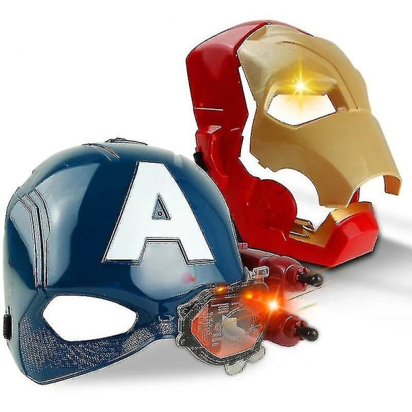 Kryc Marvel Avengers 4 Iron Man Captain America Mask Lys Lyd Åpent ansikt Hjelmmaske For Barn Halloweenc A Thsidne