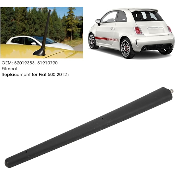 Fiat 500 2017 Aerial, Fiat 500 Aerial 2016, Antenni, 200mm 7.87in Auton Lyhyt Antenni Kumi Antenni Masto Musta 52019353 Vaihto Fiat 500 2012+