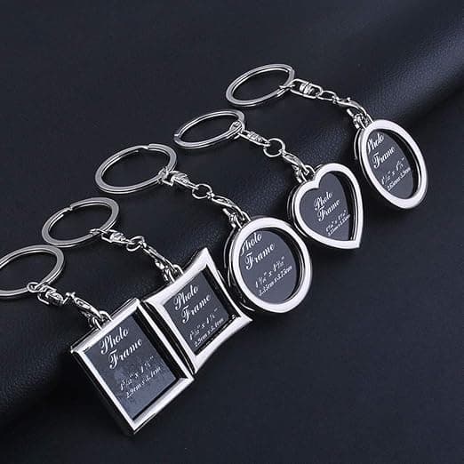 5 pcs personalized keychains, creative photo frame, ring, metal car