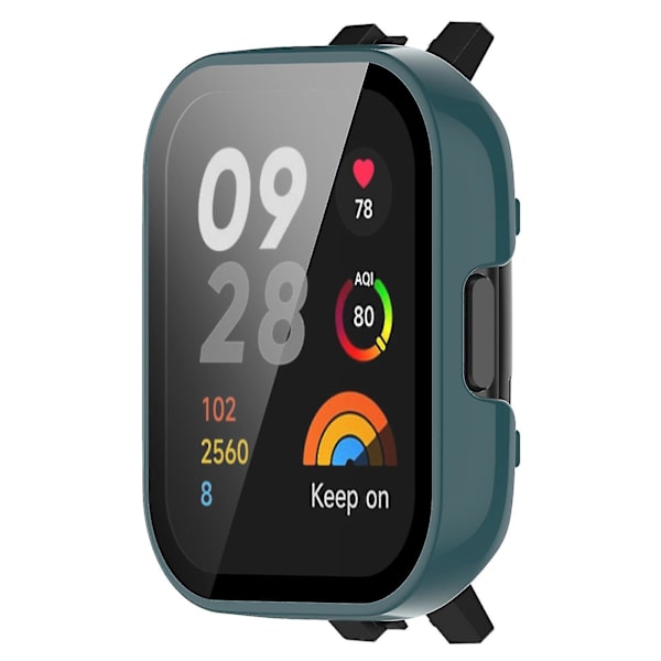 För Xiaomi Redmi Watch 3 Pc skyddande fodral med härdat glass skärmskydd Smart Watch Anti-fall Cover Green