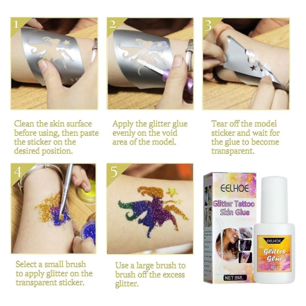 Glitter Tattoo Hud Glitter Ansigt Krop Hud Glitter Tattoo Øjenmakeup Malet Tattoo Hud Glitter