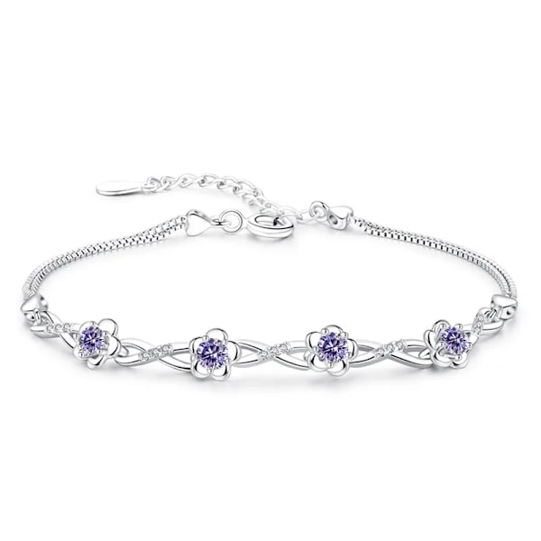 Ny 925 Sterling Sølv Armbånd Til Kvinder Zirkon Krystal Fersken Blomst Armbånd Smykker Gave
