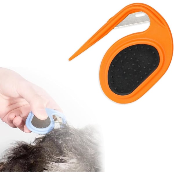 Pet Knotting Comb, De Knotting Comb med stålblad, Pet Grooming Brush Safety Dematting Comb Hair Removal Tangles for Dogs Cats (Orange)