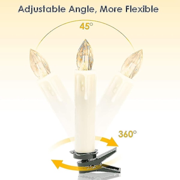 40x LED Julgransljus, Trådlösa Vita Varma Julgransljus, Med Fjärrkontroll Och Batterier, Dimbar LED-belysning, IP44, För Julgran