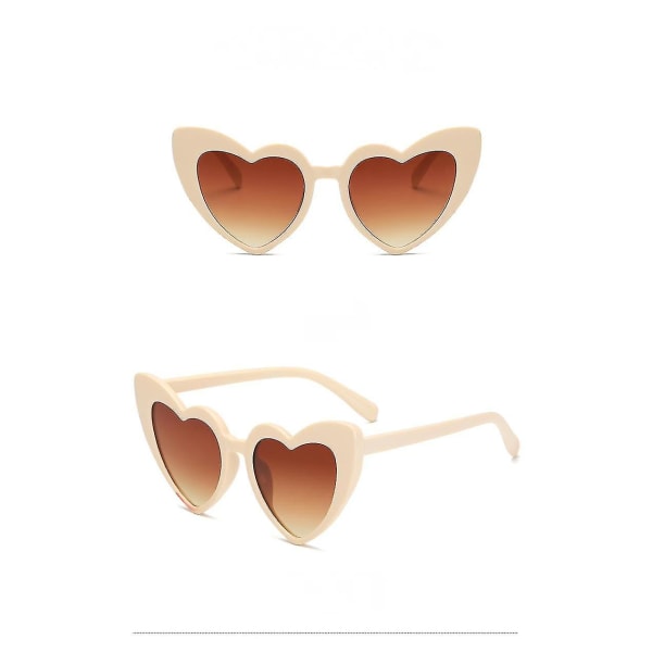 Hjerteformede solbriller Candy Color Hippy Vintage solbriller Briller For Fancy Dress Tilbehør,fest Cosplay (brun)