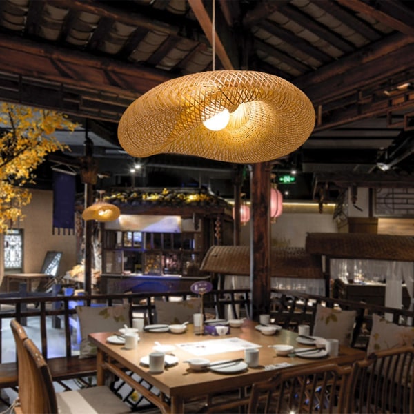 Bambu Ljuskrona Led Lampa Pendelljus Cafe Sovrum Matsal Inredning