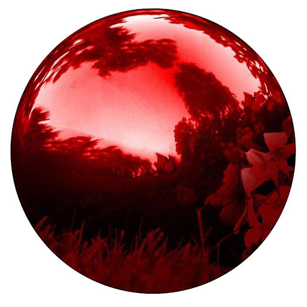 Ruostumattomasta teräksestä valmistettu katselupallotarha, peilipallo, kiillotettu pallo, metallipallo, puutarhapallo Dark Red