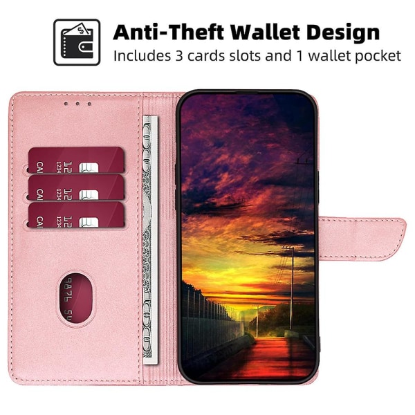 For Nokia G11 Plus 4g Flip Pu Leather Wallet Case Stand Calf Texture Phone Cover Rose Gold