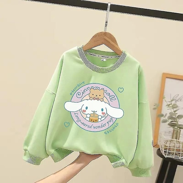 Sanrio Kawaii Pehmeä Villapaita Lasten Cinnamoroll Neulepusero Lasten Anime Sarjakuva Pitkähihainen Toppi Tyttöjen Urheiluvaatteet 160 Green
