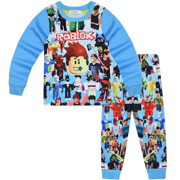 Roblox Spill Stor Barn 120-170 Yards Hjemmeklesdrakt Langarmet Todelt Pyjamas blue 160cm