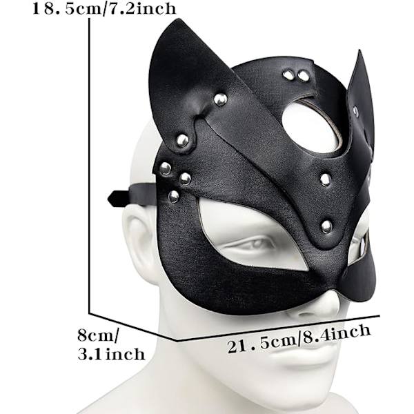 Naisten Nahkainen Kissannaamio Seksikäs Puoli Kasvojen Silmänaamio Cosplay-asu Tarvikkeet Halloween-juhliin Maskeraadiin Mardi Gras Karnevaaliin