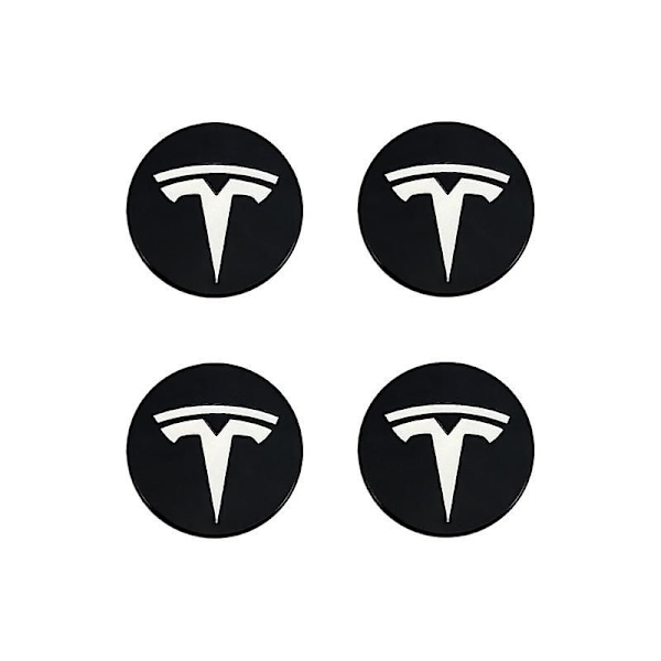 Sopii Teslalle Tesla Model 3 Vannekeskuskorkin Logo - Musta Hopea Logo (neljän pakkaus)