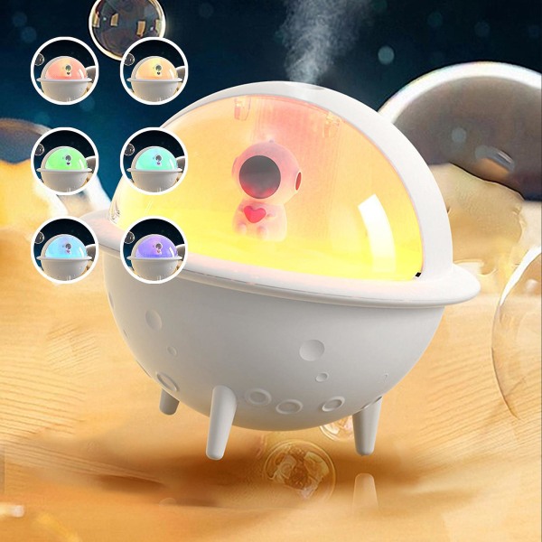 Astronaut luftfuktare för sovrum | USB mini luftfuktare med 7 färger ljus | Liten skrivbordsluftfuktare för barn