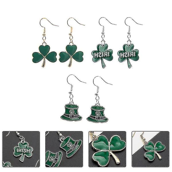 3 par St. Patrick's Day øreringe til kvinder med oliedråbevedhæng