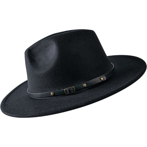 Kvinder Piger Mænd Hat Vinter Jazz Hat Filt Kasket - Mode Vinter Hatte med bred skygge Vintage Retro