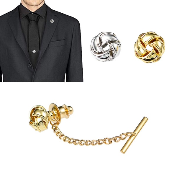 Ghyt Fashion Tie Clip Tie Tack Handgjord rund boll metall slipsnål, 1 st-guld