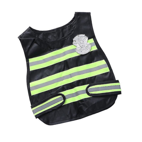 1 stk politimand sikkerhedsvest høj synlighed med varmebestandig reflekterende rem og badge til børn Cosplay Rollespil