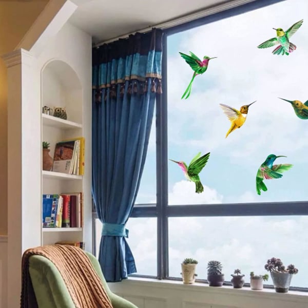 Antikollisionsfönsterklistermärken Veranda Fågelskyddsklistermärke Trädgårdsfåglar Fönsterklistermärken Hummingbird Bird Väggdekaler för fönster, vardagsrum, offi