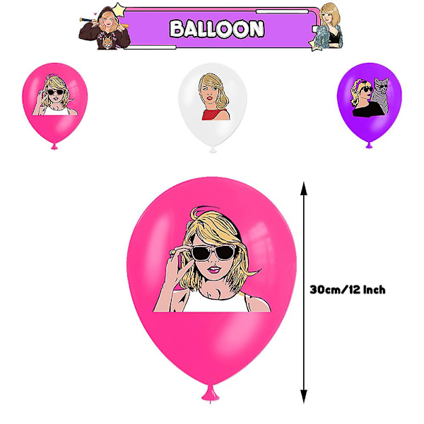 Nya Taylor Swift födelsedagsfest dekorationer kit banner ballonger tårta topper set