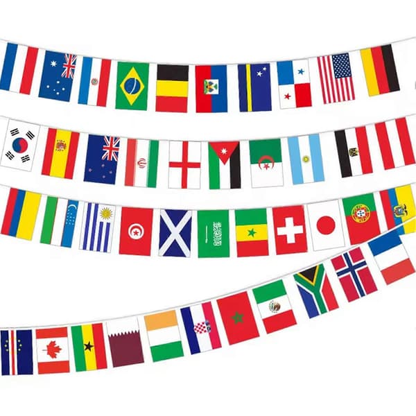 Alle 48 landenes flaggbanner 14,5m Solid håndmalt stuedekor 1pc
