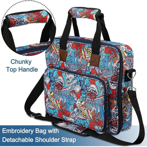 Portable Storage Bag for Embroidery Kit with Multiple Compartments Square Carry Bag