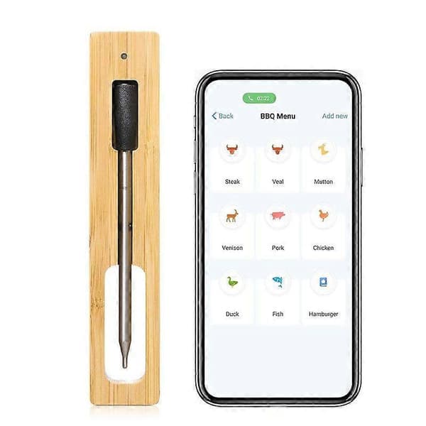 Trådløst Bluetooth Kødtermometer med Smart APP, Vandtæt Enkelt Probe Madtermometer til Ovn, BBQ & Grill