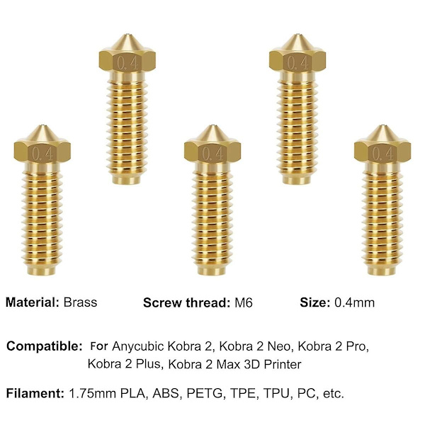 5 STK 0,4 mm messingdyser og 5 STK silikonestrømper til 2,3D printerdele Ekstruder Hotends dyser Photo Color