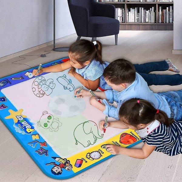 Målarmatta,barnleksaker Stor vattenmålningsmatta,småbarn Doodle Pad med 4 färger,presenter till flickor Pojkar ålder 3 4 5+ år gammal,4 pennor, molds och B