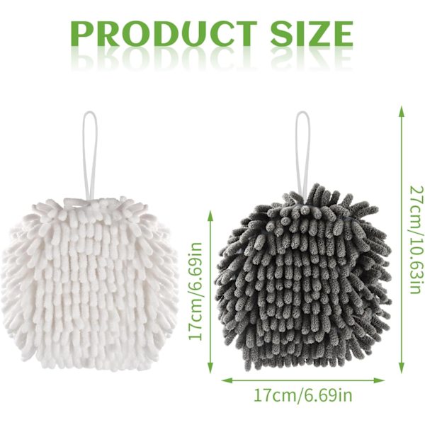 2-pack handdukar, mjuka vita och gråa snabb torkande handdukar, små absorberande mikrofiberhanddukar med hängande ögla för kök och badrum