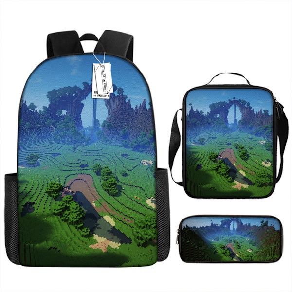MINECRAFT Skolryggsäck My World Speltillbehör Ryggsäck Tre-delad Set