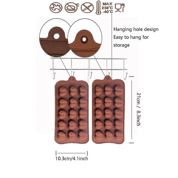 pcs hjerteformet form, 15-huls form Form kan lave chokolade, slik, gelé, isterning, kage, wienerbrød, voks smelte