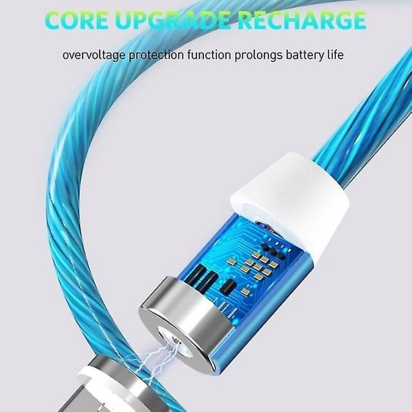 1 PC magnetisk ladekabel for mobiltelefon type C strømningslysende lyskabel for LED-kabel (1M multi