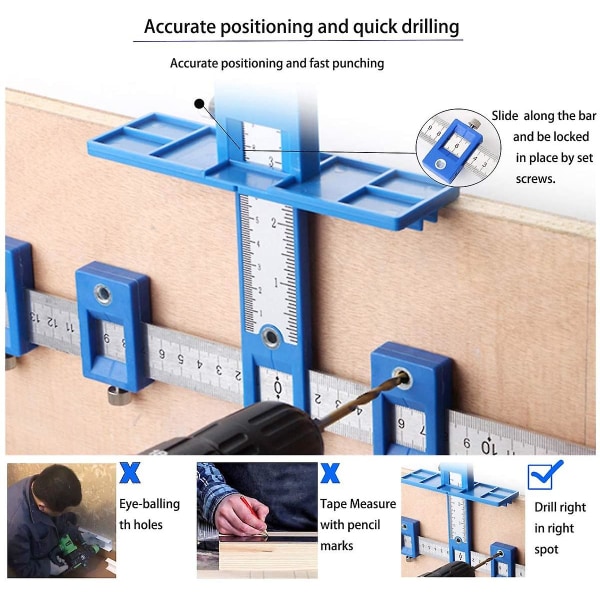 Punch Locator Justerbar Drill Guide Hylse Kabinet Maskinvare Jig Mal Måleverktøy