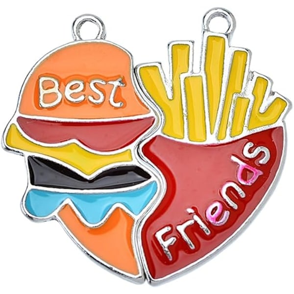Friends nøglering 1 par søde Hamburg nøglering mad hjerte nøglering magnetisk sug tegneserie Hamburg pommes frites nøglering bedste venner nøgleholder
