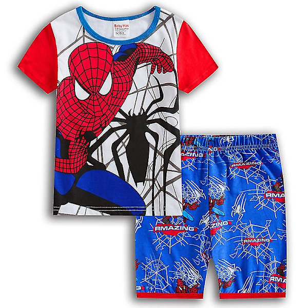 2-delt sett med Spiderman-pysjamas for gutter med korte ermer Red White Light Blue 2-3 Years