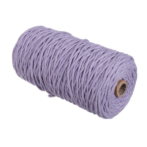 3mm 200m Naturlig bomull Twisted Cord Craft Macrame Cotton Rope Craft String Diy Dark Purple