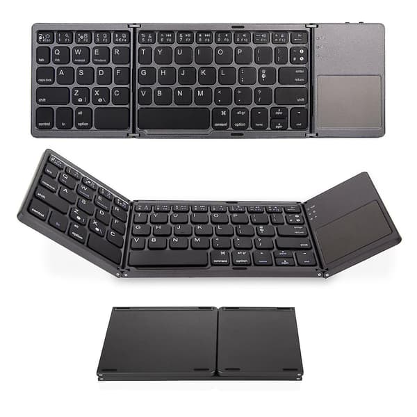 Udsalg Bluetooth-tastatur Touchpad Sammenfoldeligt Tre-fold Trådløst Til-hy Svart
