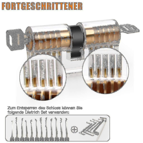 30-delat låsplockningssats 3 transparenta övningslås för nybörjare och låssmedsutbildning