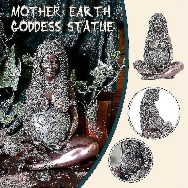 Millennial Gaia-staty, naturmoder jordmor gravid Gaia-gudinna konstskulptur, jordmamma älskar alla polyresin DIY målad figurin för mamma