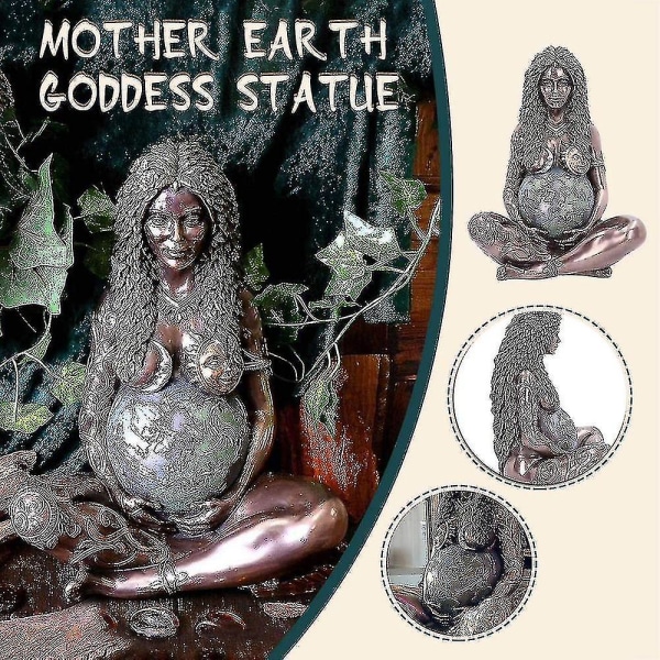 Tusenårig Gaia-staty, Natur Moder Jord Gravid Gaia-gudinna Konstskulptur, Jord Mama älskar alla Polyresin Gör-det-själv målad figur för mamma&#39;