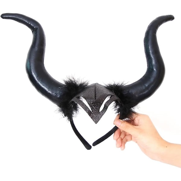 Horn Hodebånd, 2stk Horn Hodebånd Sett, Halloween Hodebånd med Halskjede Heks Hodebånd Edderkopp Hodeskalle Flaggermus Hårbøyle Heks Hodebånd for Fester