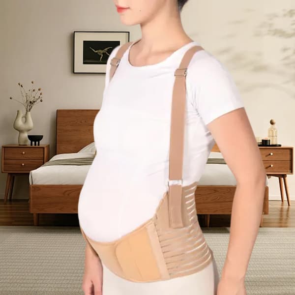 Pregnancy Belly Support, Breathable Fabric Maternity Belt with Back Support and Elastic Material, Adjustable Abdominal Support for Improved
