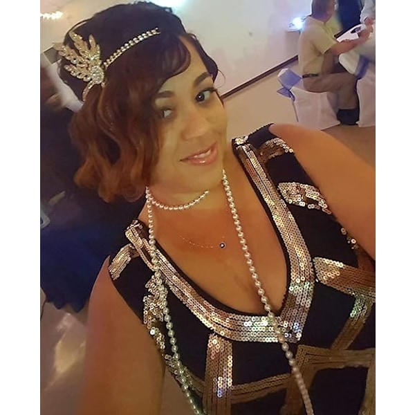 Art Deco 1920'erne Flapper Great Gatsby Blad Bryllup Brude Tiara Perle Hovedbeklædning Hovedbånd Silver