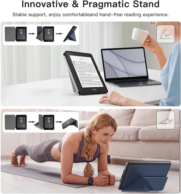 Etui - Til 7 tommer Kindle Paperwhite 12. generation 2024, deformerbart foldbart beslag (brun)