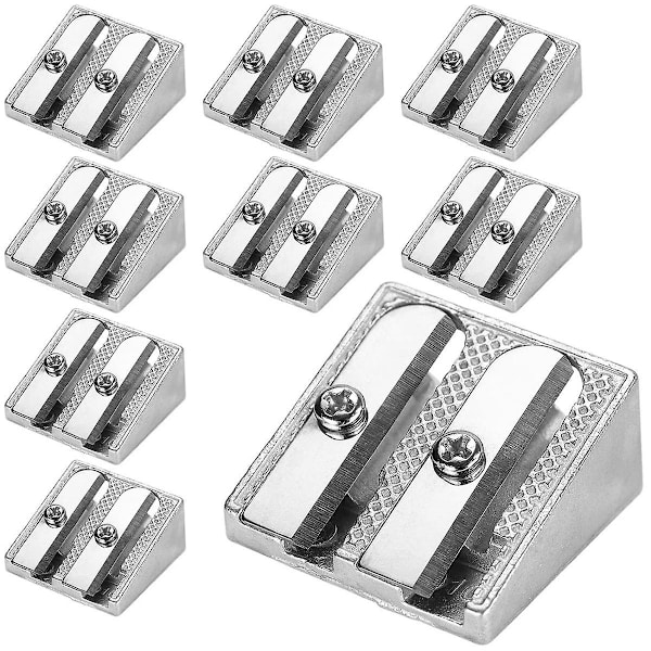 24-pack Handdriven Metallpennspetsvässare med 2 Hål för Skolor, Kontor, Hem, Konstprojekt Silver