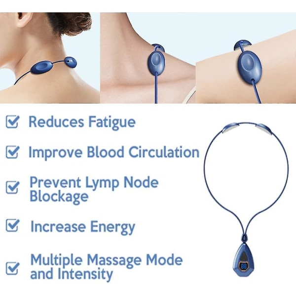 Ems Lymphatic Relief Nackmassage, Ems Portable Lymphatic Relief Neck Massager, Elektrisk Pulse Nackmassage för smärtlindring Gold